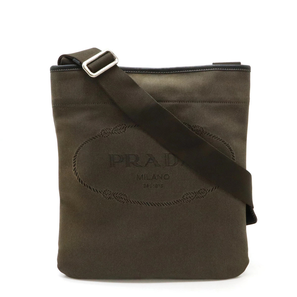 Prada jacquard Crossbody Bag canvas leather Khaki Green brown black